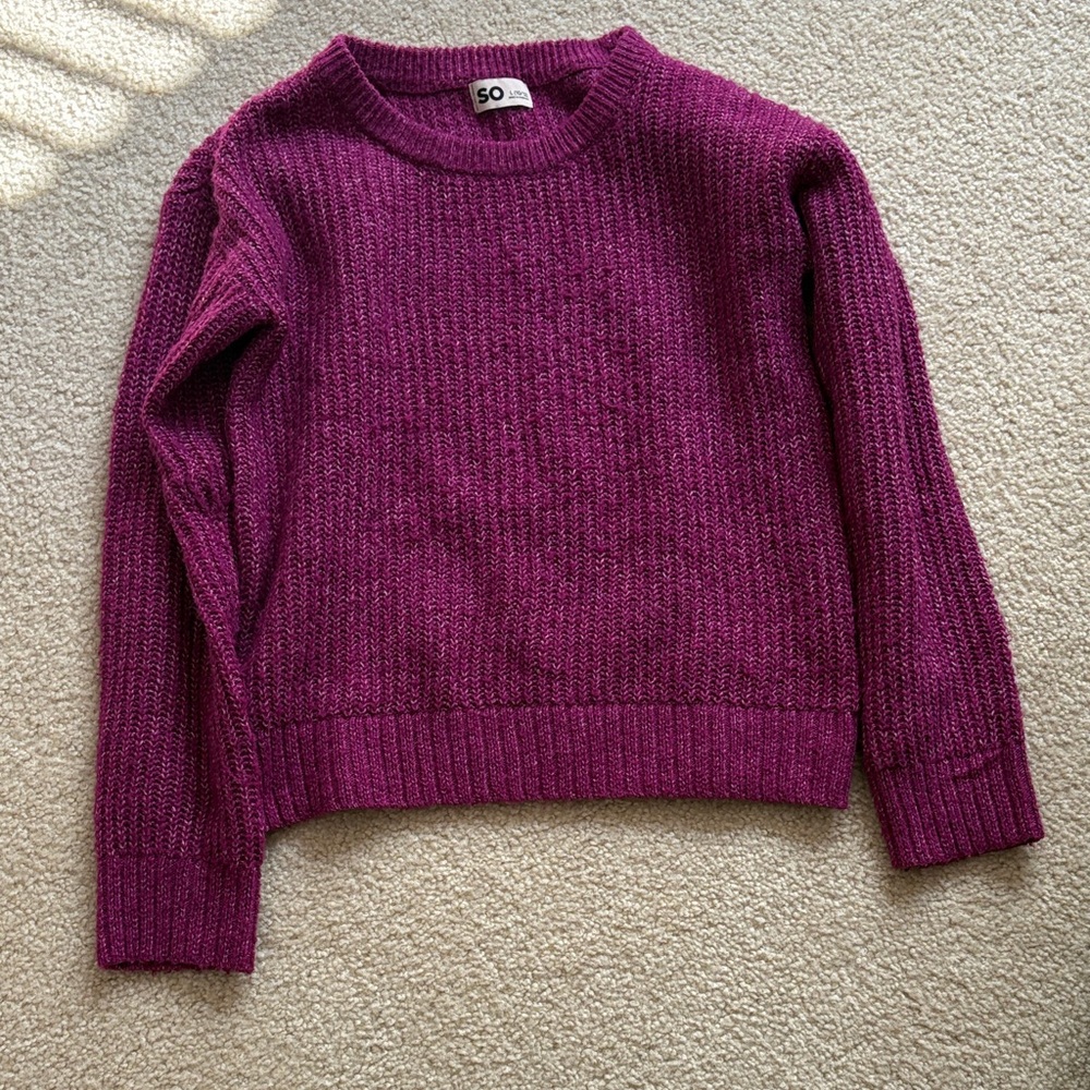 Unused SO Plum Crewneck Sweater (Size Girls L 10-12)